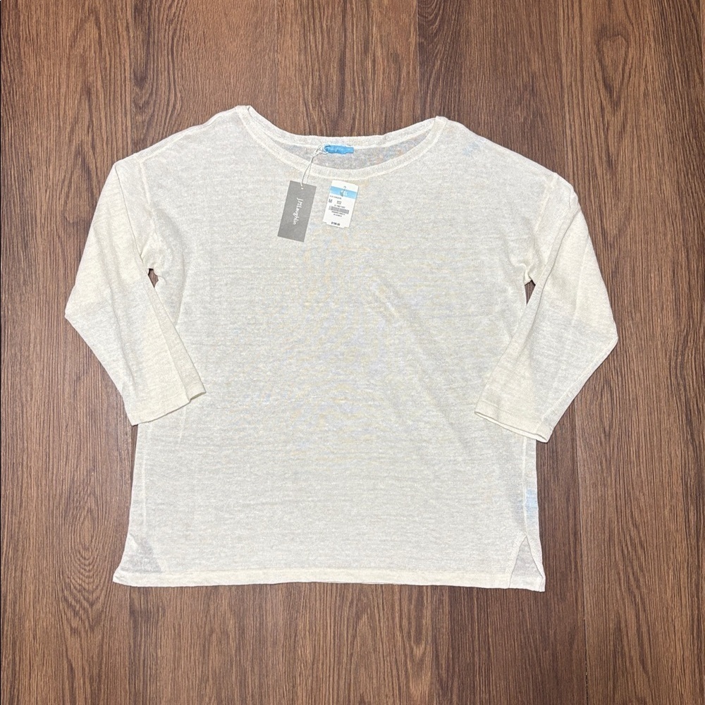 NWT J. McLaughlin Alva White Linen Knit Sweater Top Size M $198